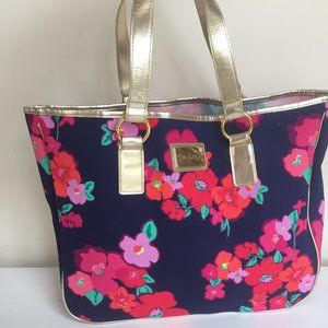 Lilly Pulitzer Navy Blue Floral Waterproof Tote Ba